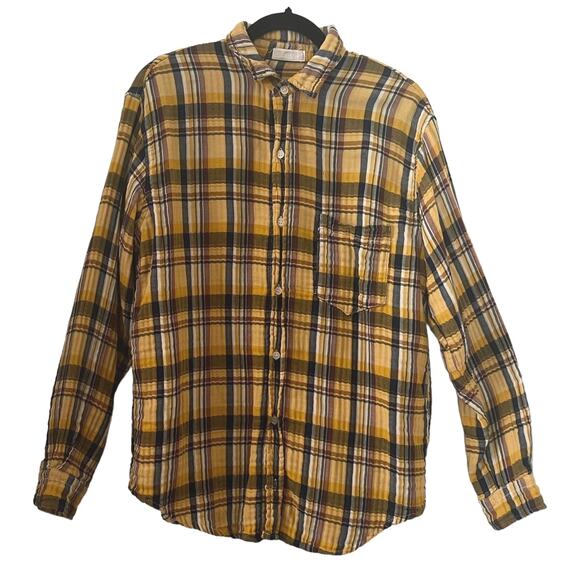 CP Shades Tops - CP SHADES Long Sleeve Plaid Cotton Shirt Women Size S